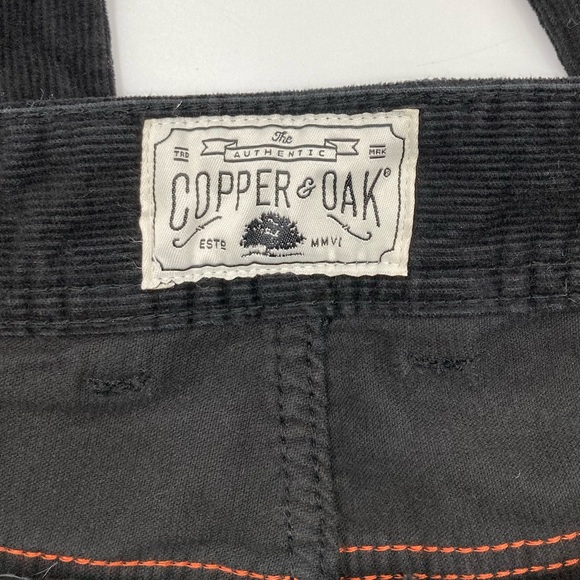copper & oak Jeans Copper Oak Mens Black Ribbed Straight Leg Premium Stretch Corduroy Jeans